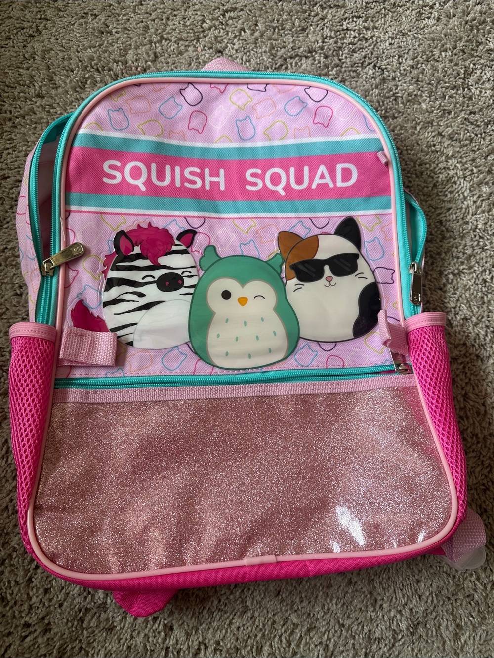 Squish Squad Pink Glitter Kids Backpack